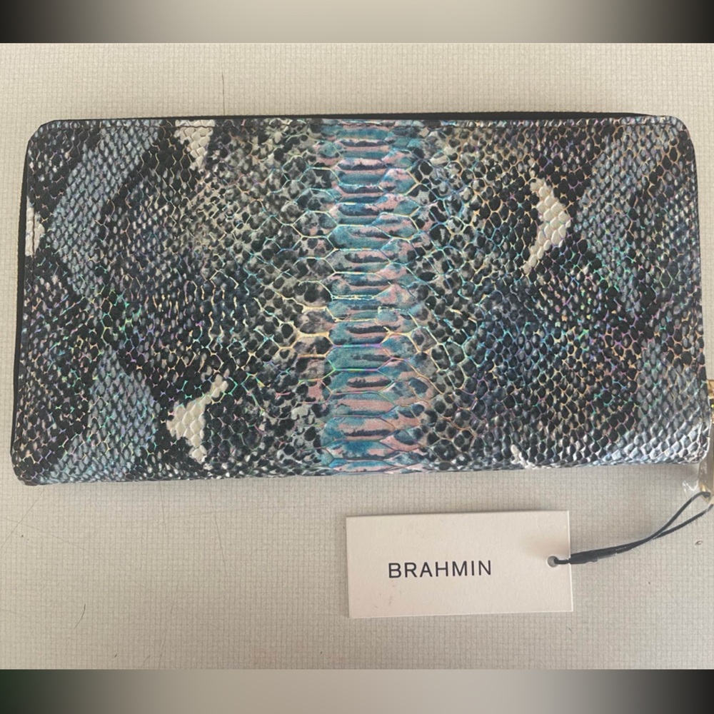 Brahmin Iridescent Snake-Embossed Clutch Wallet Wristlet - Multicolor